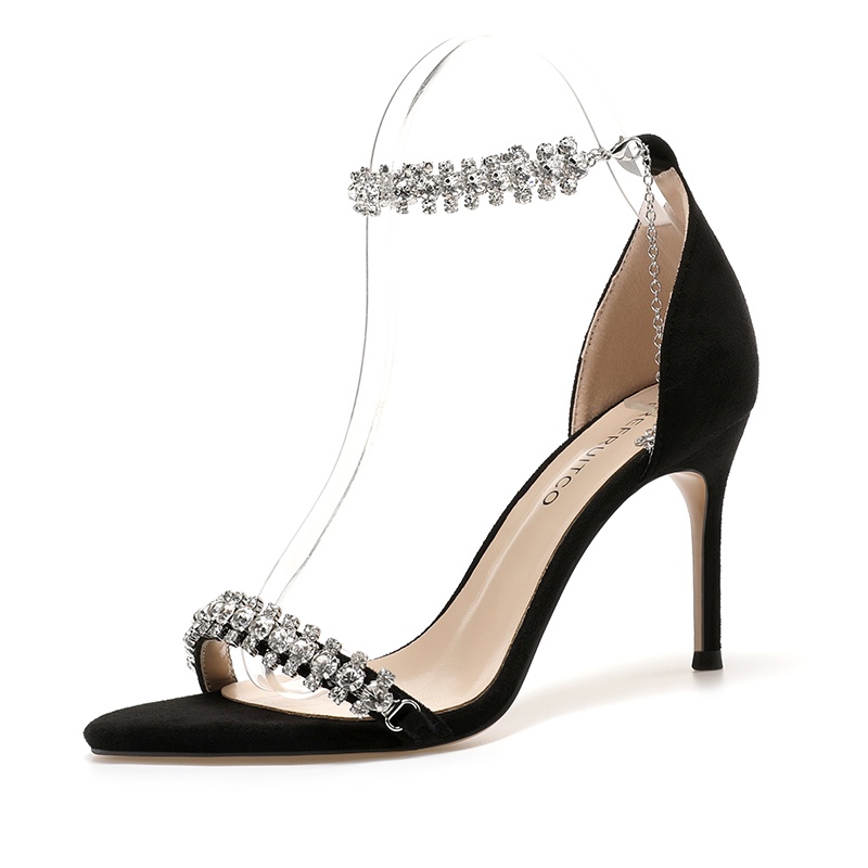 Guốc nữ RoSa bít hậu, giày sandal cao gót quai đính đá gót nhọn cao 9p CG-0620