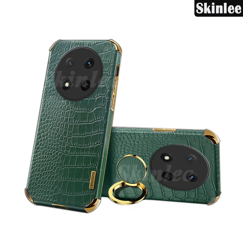 Phone case For Honor X9C Back cover Soft Case Luxury Carbon Crocodile Pattern Leather Car Navigation Holder Ring Cover For Honor X9C Cover cases. 