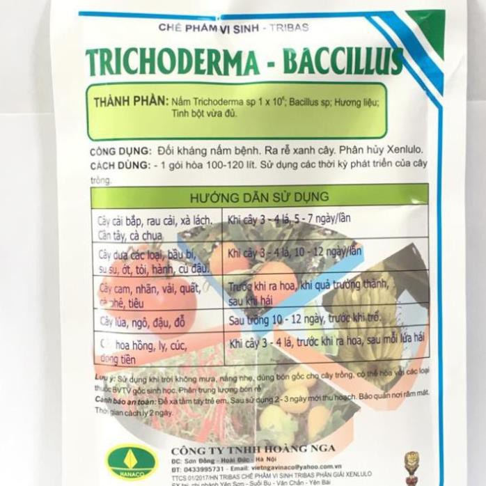 Nấm đối kháng vi sinh Tribas TRICHODERMA BACCILLUS 50gram ủ phân rác