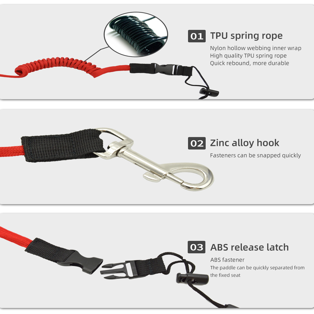 2PCS Elastic Kayak Canoe Paddle Leash Surfboard Surfing Leash Tie Rope Safety Le