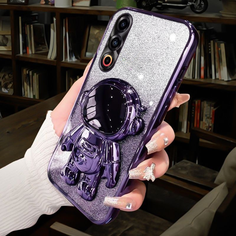 Phone cover Meizu 21 Pro 21 Note 20 Pro Back case Fashionable Frosted Silicone Soft Dustproof Bracket Adsorb + Electroplated astronaut bracket for Meizu 20 Pro Meizu 21 Note Pro Back Cover. 