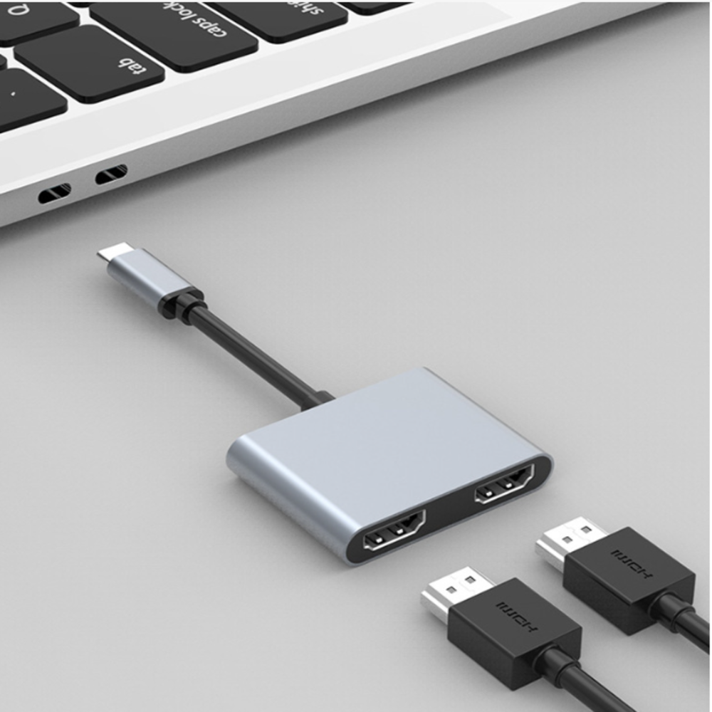 Cáp chuyển hub type c  4 in 1 USB Type-c ra 2 cổng HDMI/HDMI