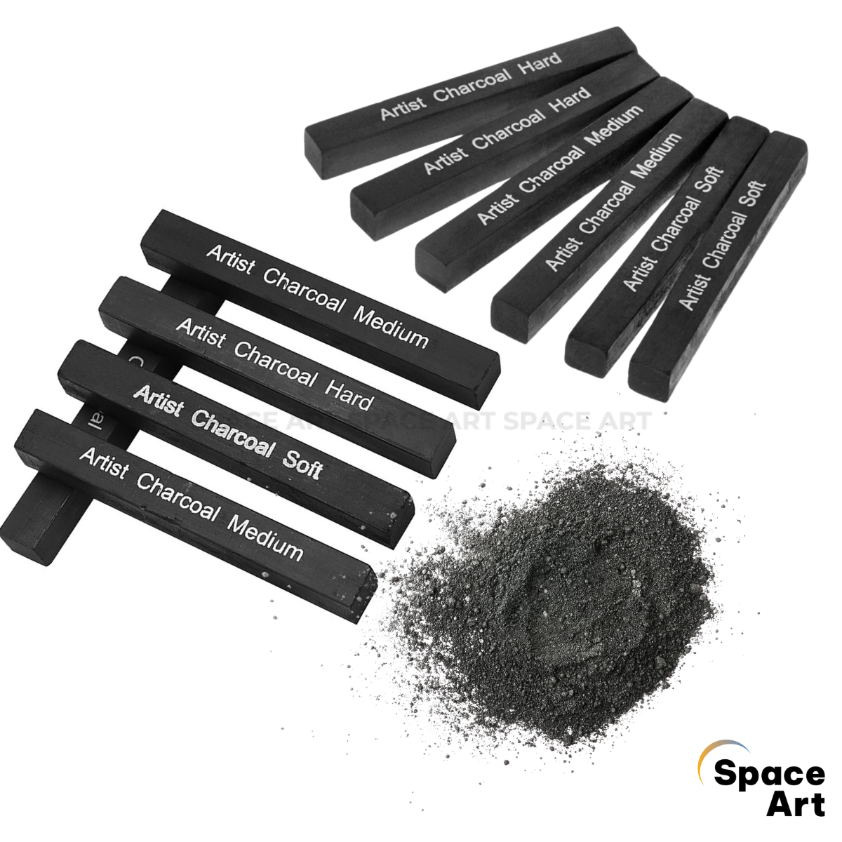 [Space Art Store] Than vuông, Than thỏi, củi Compressed Charcoal Artist 6 thanh (Soft, medium, hard)