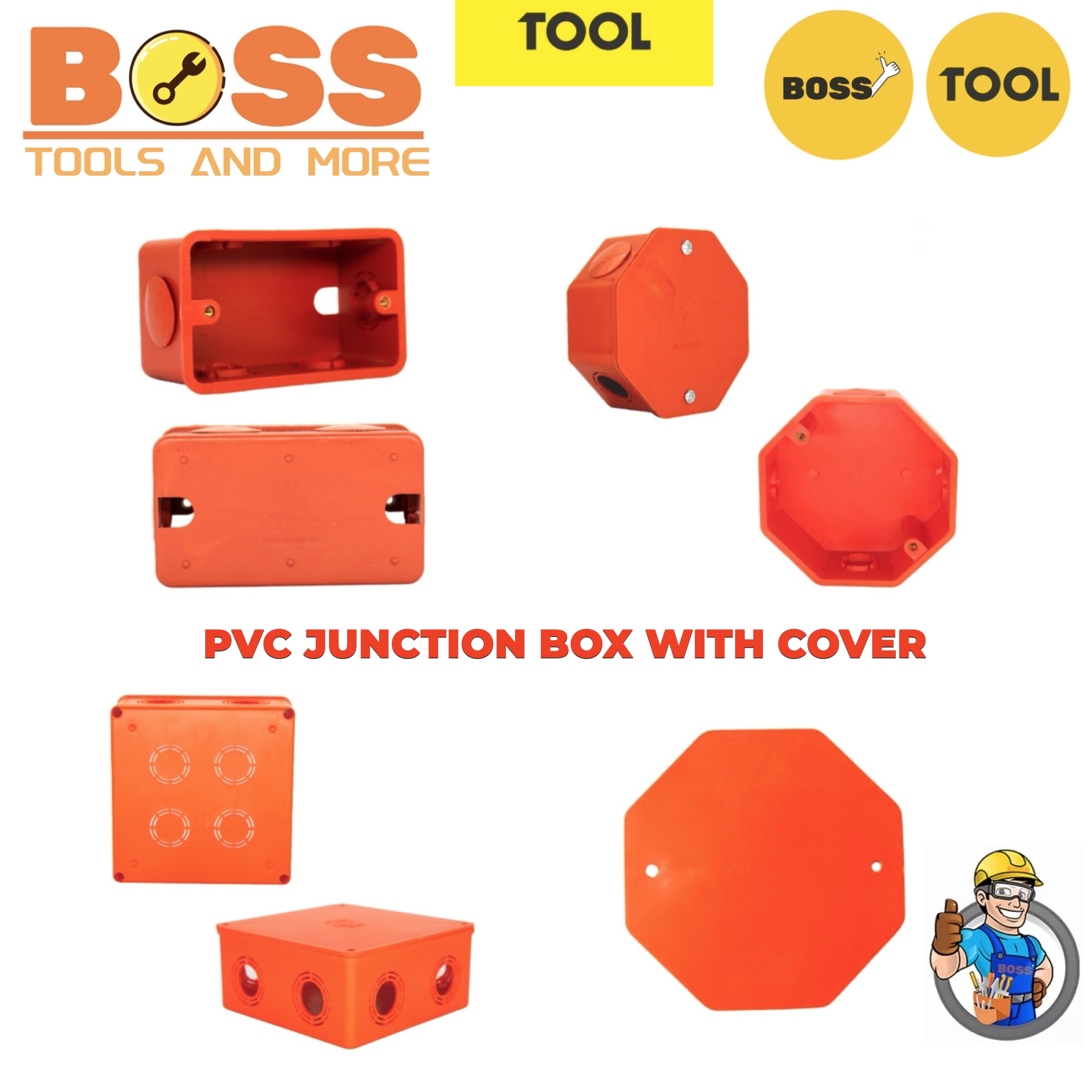 PVC Orange Poly Junction Box Utility Box Square Junction Box Cover For  Electrical Sold Per Piece