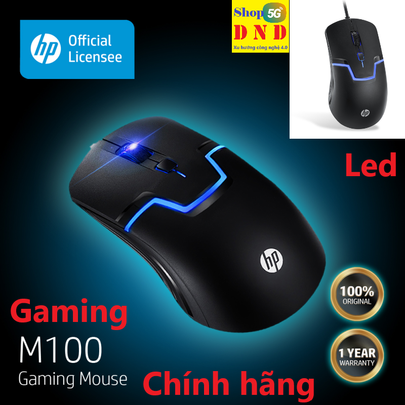Chuột quang HP M100 có led trợ sáng, cổng dây USB đáp ứng được mọi nhu cầu công việc cũng như giải trí cơ bản