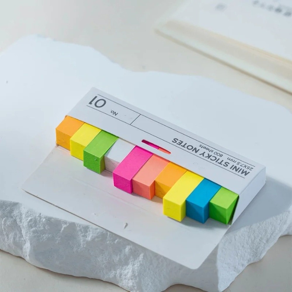 Mini 800 Sheets Sticky Notes Page Marking Self-Adhesive Fluorescence ...
