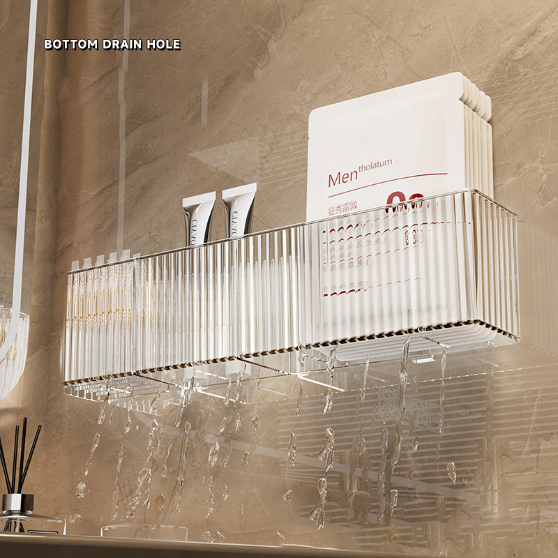 JJT [Miễn Phí Vận Chuyển]Kệ giá lưu trữ Kệ phòng tắm vật liệu acrylic giá Rack drainable giá lưu trữ punch-miễn phí treo tường giá treo tường giá lưu trữ