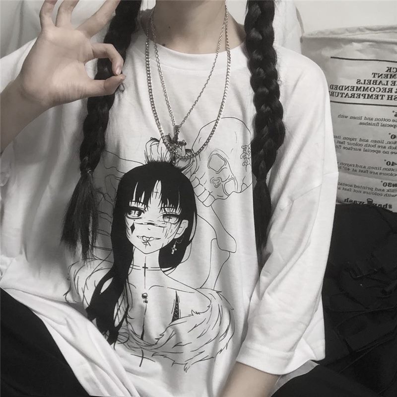 Áo Thun Kpop Unisex Vintage Statement Oversize /Loose Aesthetic Anime Couple T shirt/Men's