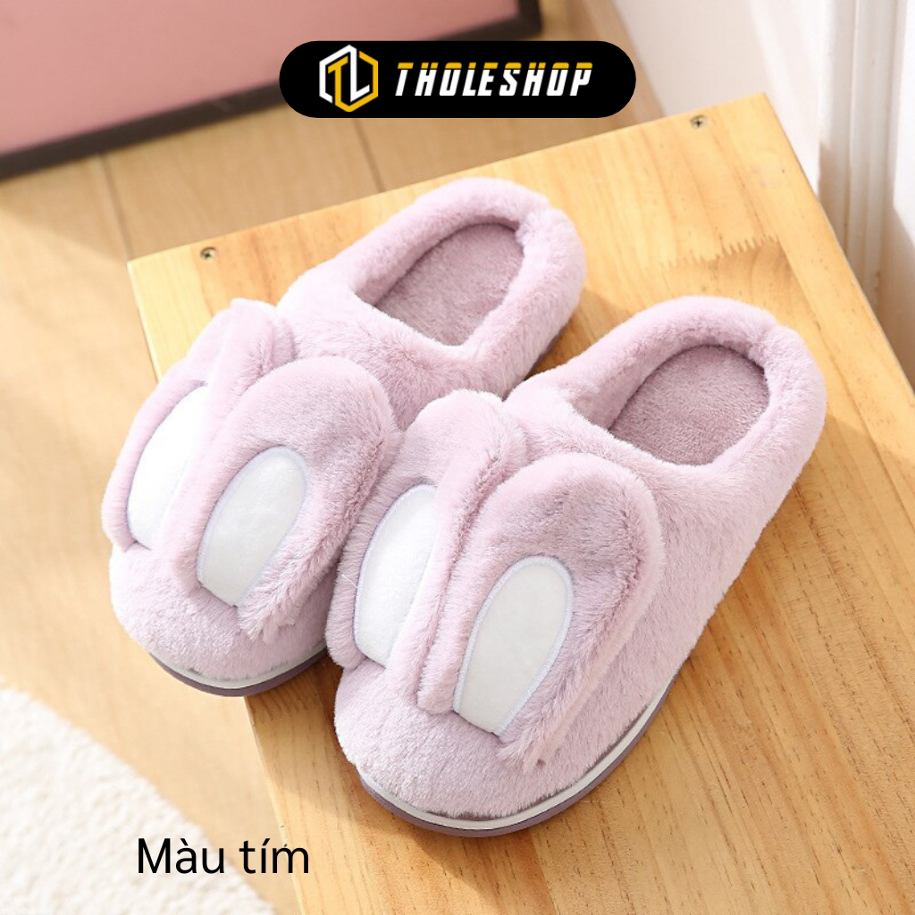 Dép bông đi trong nhà - Dép lông nữ mang trong nhà tai thỏ đáng yêu, giữ ấm đôi chân