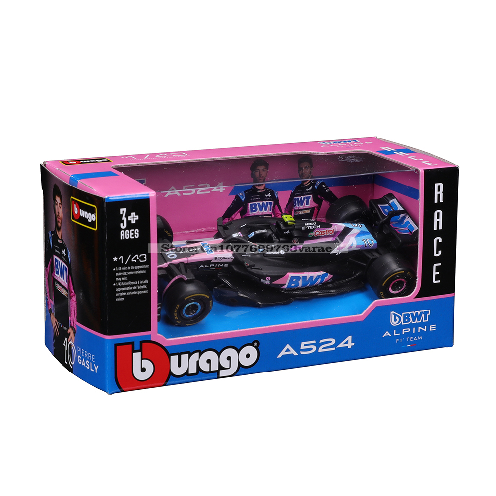Bburago 1:43 Alpine F1 Team A524 2024 10 Pierre Gasly 31 Esteban Ocon Alloy Car Die Cast Model Toy Collectible competition.