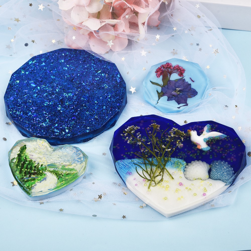 Transparent Fluid Coaster Resin Casting Molds Silicone Epoxy Jewelry Pendant Agate Making Mould Tool Home Diy Accessory. 