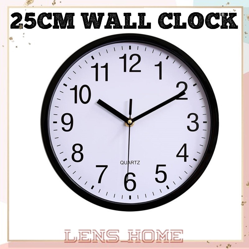 Analogue Wall Clock 25 cm Digital Quartz Movement Modern Home Office