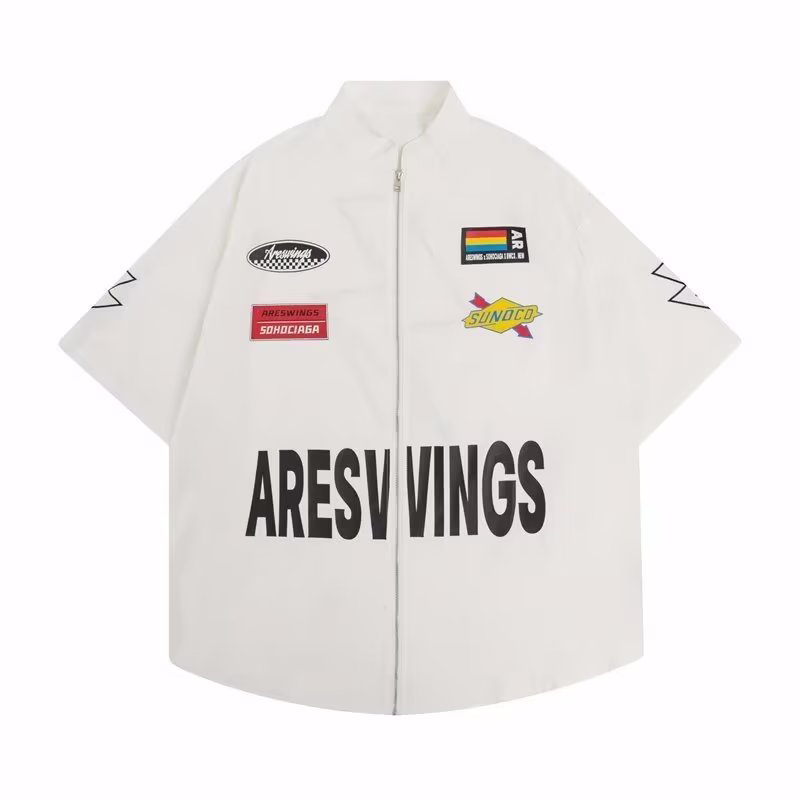 ASRV Men's T-shirt - Vintage American street boy short-sleeved T-shirt Instagram fashion racing baseball shirt polo shirt