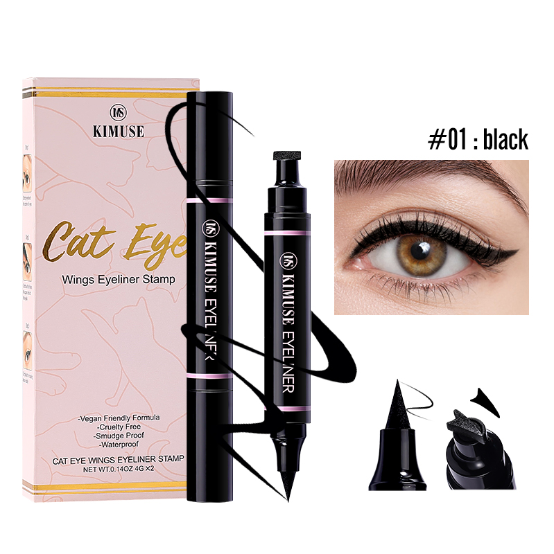 Kimuse 2pcsset 3 Colour Double Head Waterproof Eyeliner Pen Cat Eye Winged Eye Eyeliner 
