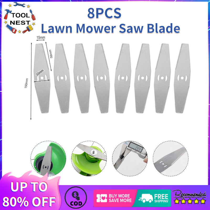 Tool Nest 8 PCS 150mm Steel Metal Grass String Trimmer Head Replacement Saw Blades Lawn Mower Fittings