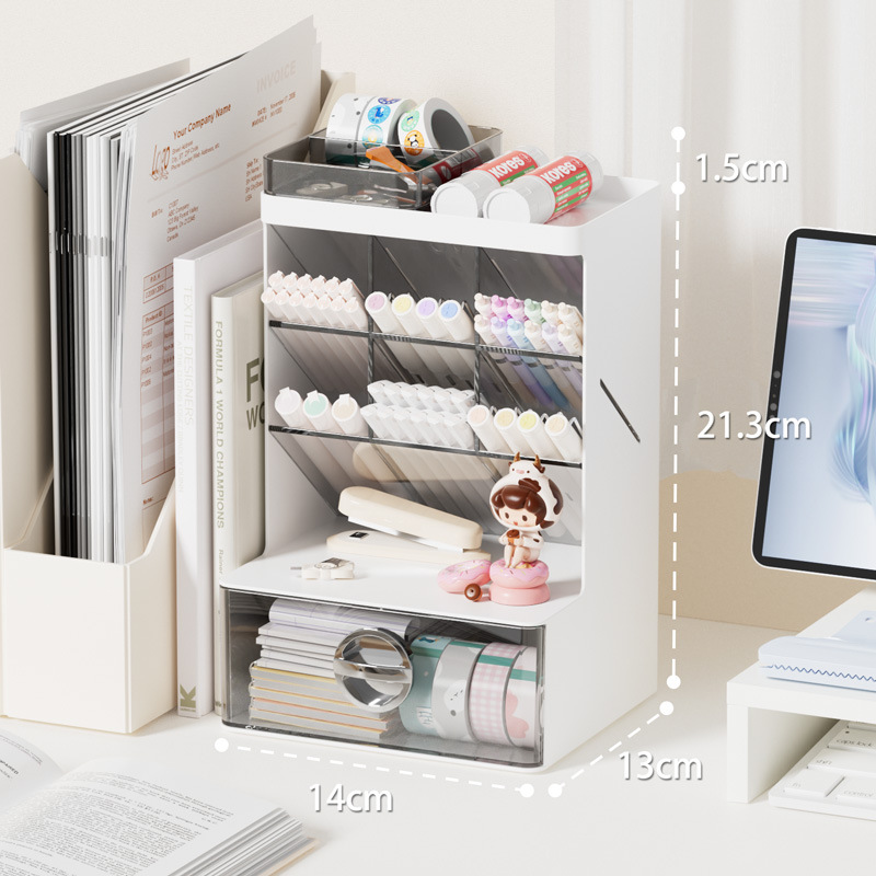 Pen holder storage box, oblique pen holder, student desk, office desktop, stationery drawer, Plastic,transparent makeup brush box,Save space