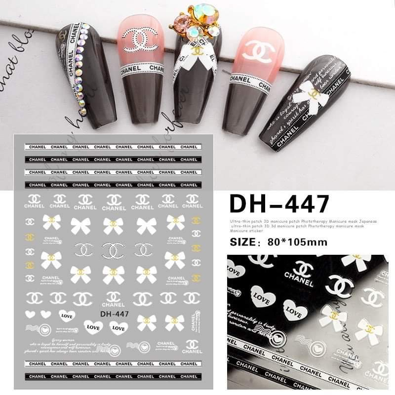 Sticker dán móng Thương Hiệu, Nơ, chữ