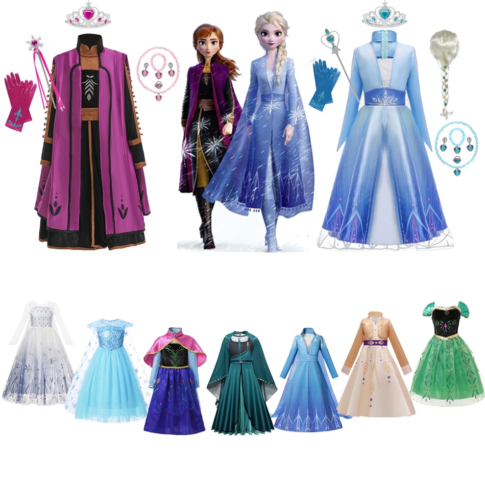 Frozen Princess Dress For Girls Snow Queen Elsa Anna Halloween