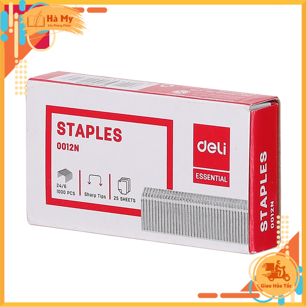 Kim Bấm Số 3 - 24/6 Deli E0012N Thép chắc chắn, không gỉ sét