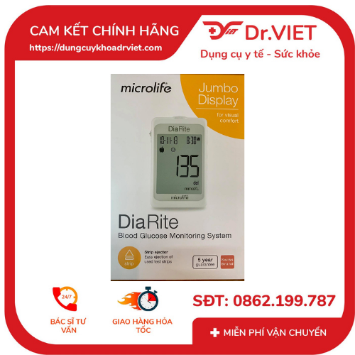 Máy đo đường huyết Microlife DiaRite 3 TRONG 1 hàng chính hãng Thuỵ Sĩ