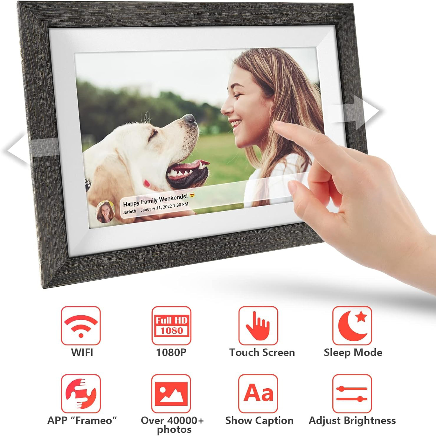 Frameo WLAN Digital Picture Frame, Pack Of 2, 10.1 Inch Electronic Picture Frame With 1280 X 800 IPS Touch Screen, 32GB Memory, Automatic Rotation