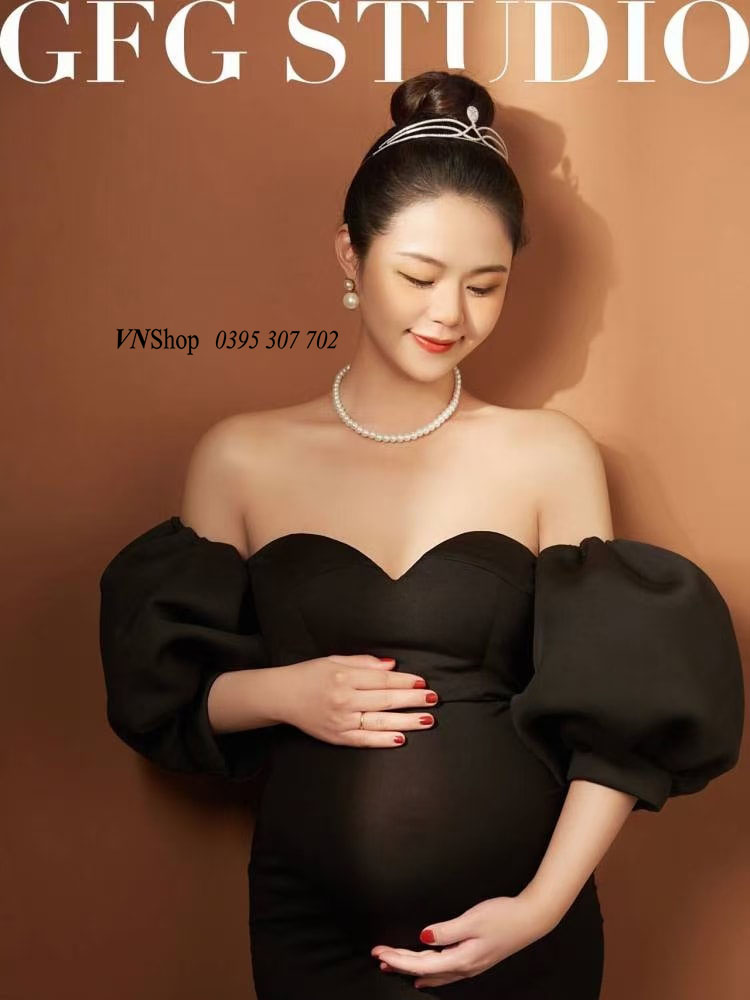 #072M-Đầm bầu tiểu thư sang chảnh 2022