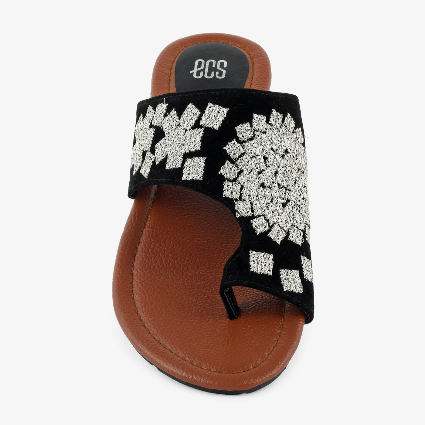 ECS Floral Embroidered Chappals Flat Chappal For Women. 