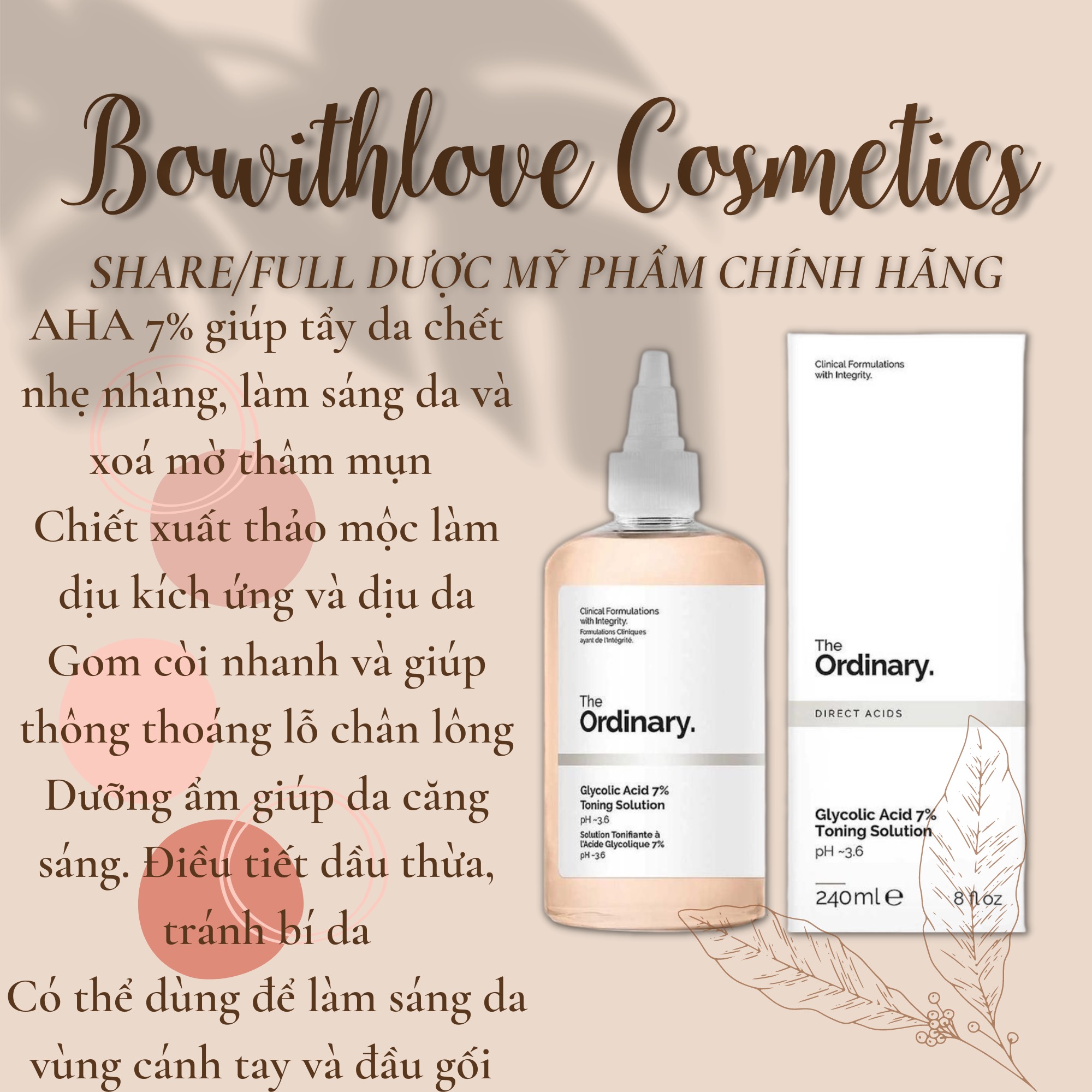Toner Tẩy Da Chết Glycolic Acid 7% Toning Solution The Ordinary