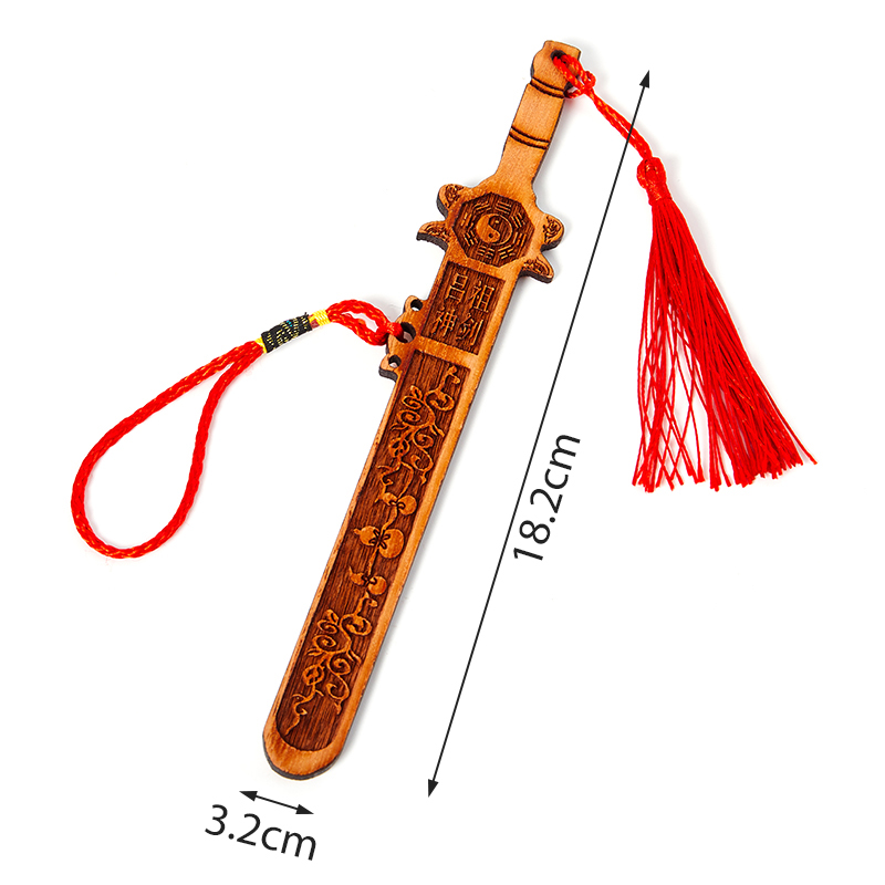 Feng Shui Tai Chi Eight Diagrams The Peach carving Wood Sword Handicraft Home Carving Decoration Accessories Decor. 