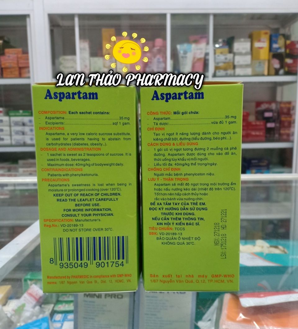 Đường ăn kiêng Aspartam hộp 50 gói