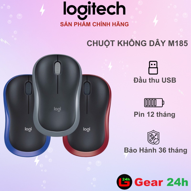 Chuột máy tính không dây logitech m185 - bh 36 tháng