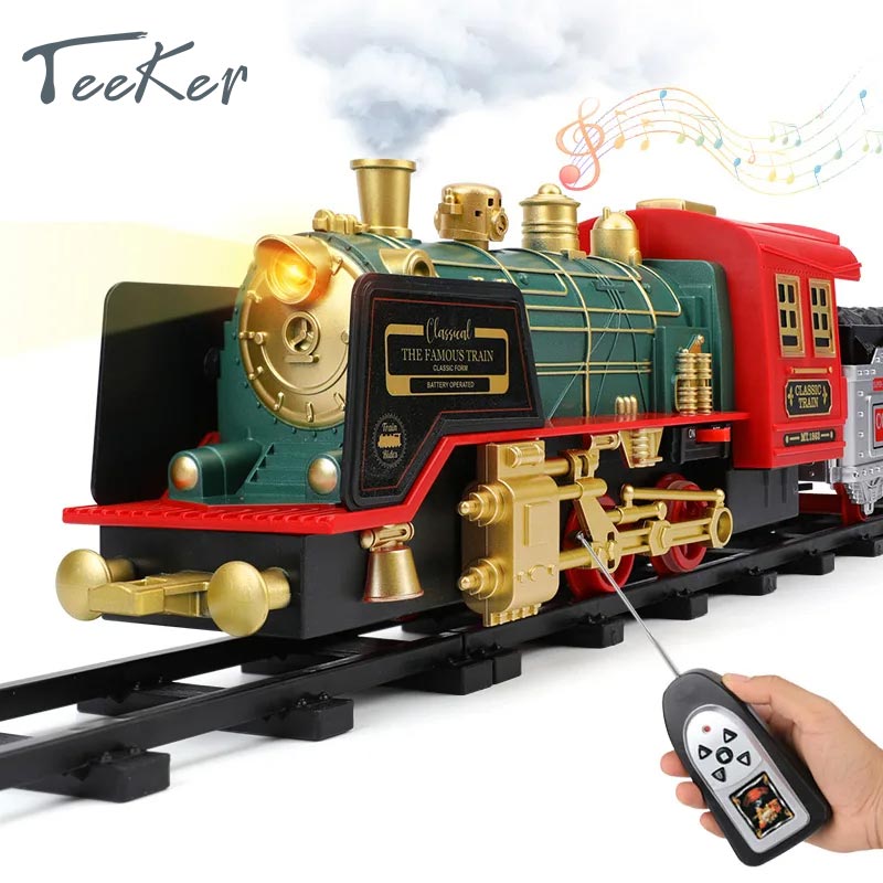 TeekerSteam Train Track Electric Toy Long Trains Kids Truck Boys