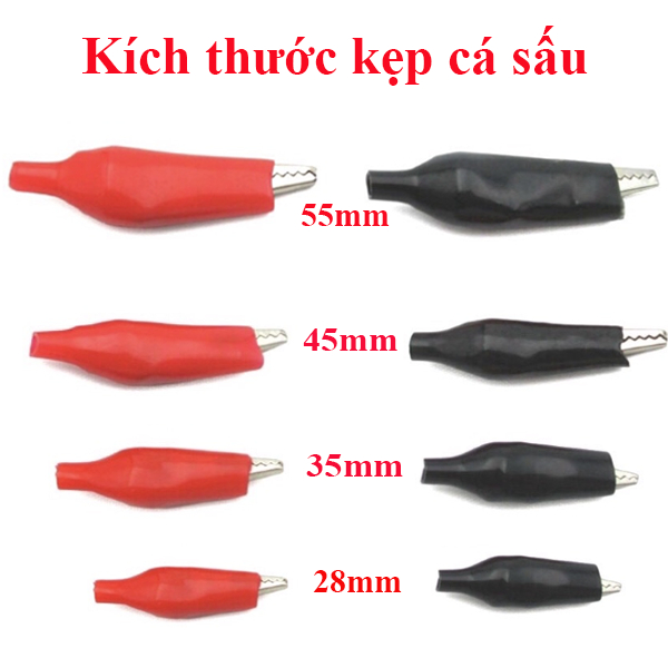 ( 1 cặp) Đầu kẹp cá sấu 5A đỏ đen