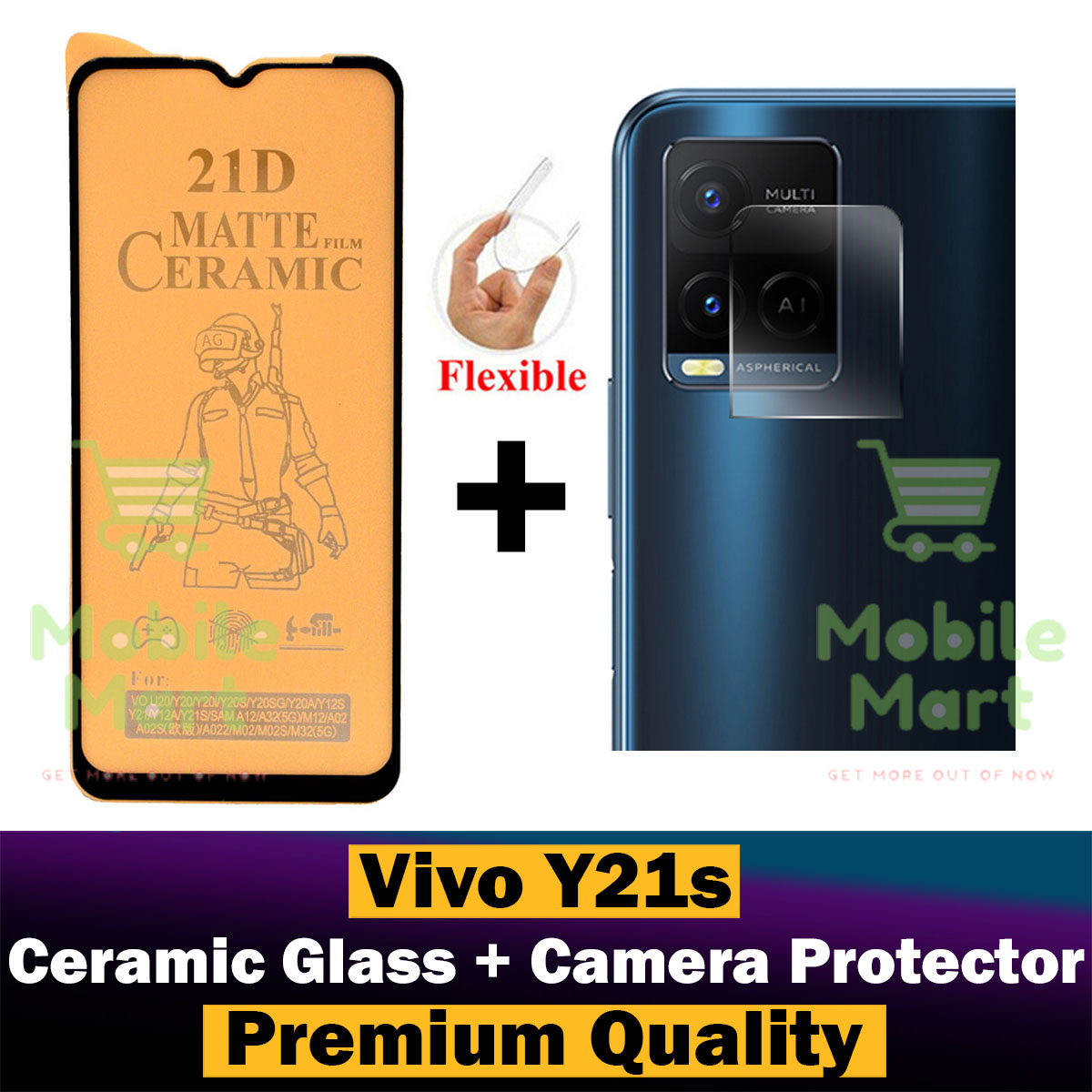 Vivo%20Y21s%20Ceramic%20Matte%20Protector%20for%20PUBG%20Gaming%20Unbreakable%20Antishock%20Hybrid%20film%209D/11D/21D%20Temper%20Fiber%20Nano%20Sheet%20Glass%20+%20Back%20Rear%20Camera%20Protector%209H%20Gorilla%20Flexible%20Protection%20For%20Vivo%20Y21s%20-%20Image%202