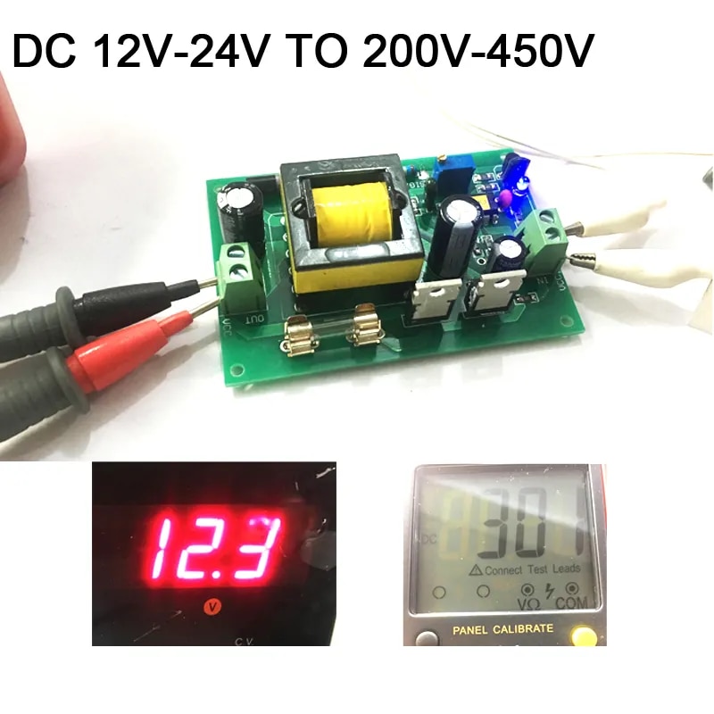 Dc-dc boost converter module dc 12v-24v to 200v -450v 300v 400v voltage regulated adjustable power charging f/ nixie clock glow