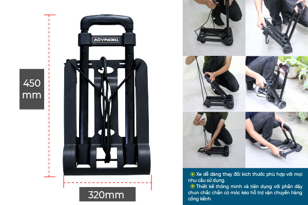 Xe đẩy đi chợ gấp gọn đa năng ADVINDEQ HT-MINI01 (Tải trọng 45kgs)
