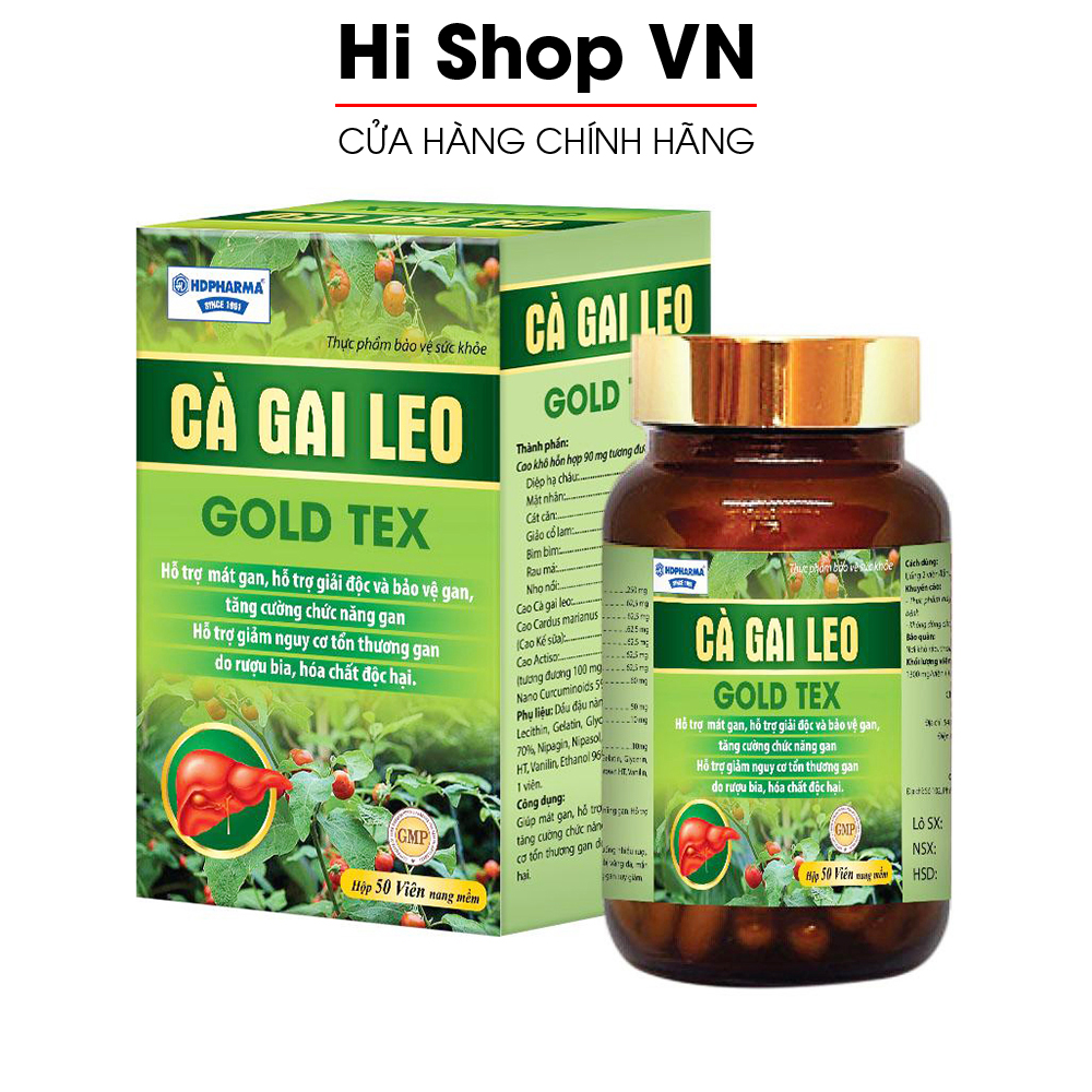 Viên uống bổ gan Cà Gai Leo Gold Tex mát gan, giải độc gan, hạ men gan - Hộp 50 viên tăng cường chức năng gan