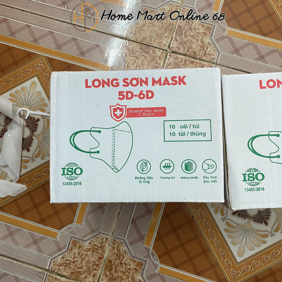 Thùng 100 chiếc khẩu trang 5D màu trắng