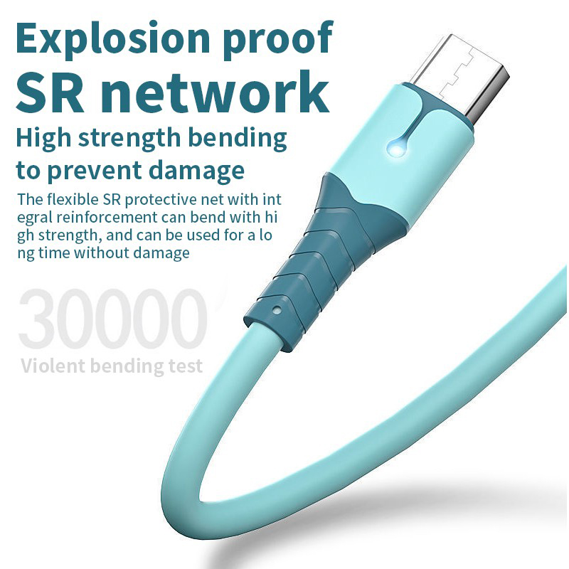 [Hàng có sẵn] Cáp sạc nhanh silicon 5A lỏng Tương thích cho iPhone Android Micro USB Cáp dữ liệu dây sạc Type-C có đèn Led