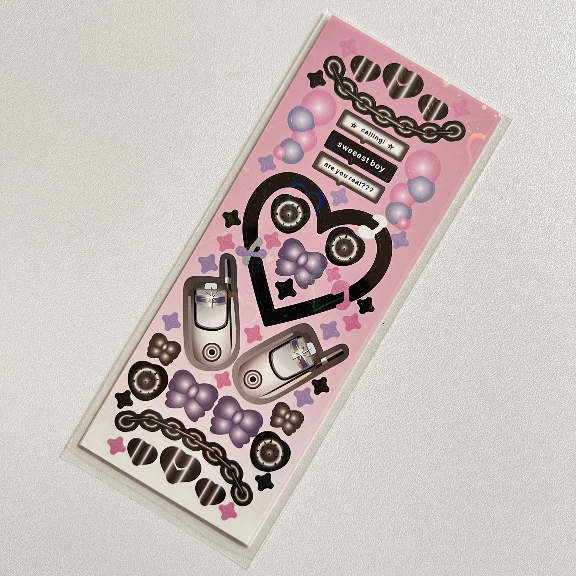 Tấm sticker bling bling nhiều họa tiết decor toploader, trang trí