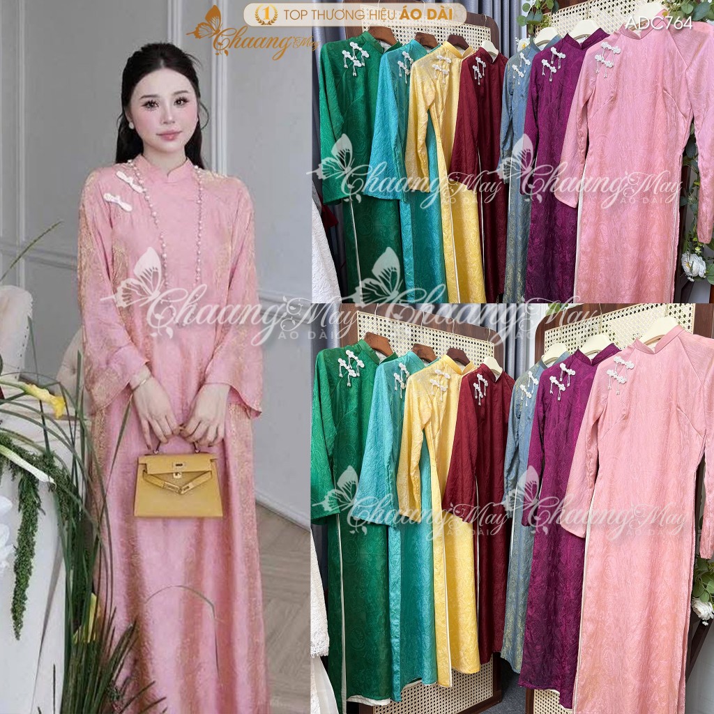 Áo dài cách tân nữ 4 tà lụa tằm óng The Tencel dáng suông xưa ADC764 áo dài Tết 2026 dự tiệc cưới hỏi lễ đẹp