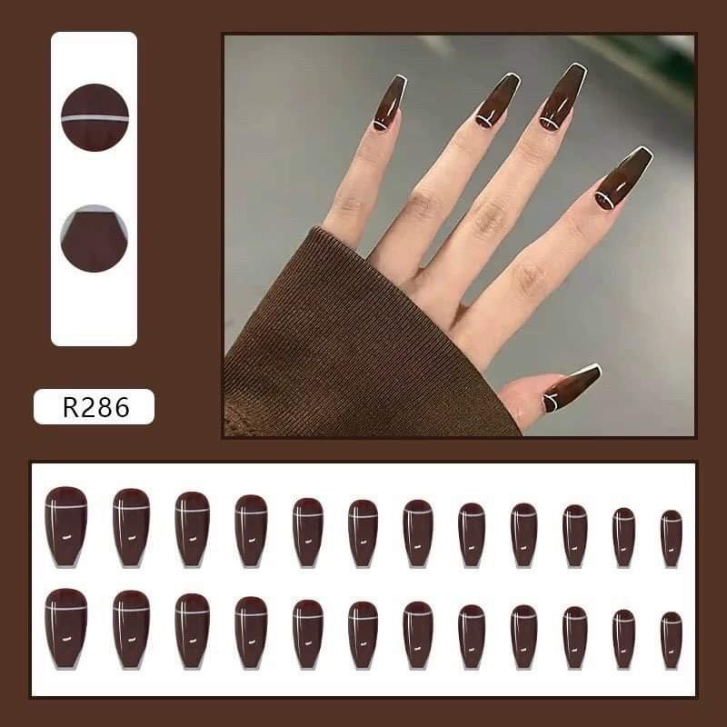 Bộ 24 móng giả💖beauty nail 💖( kèm theo keo dán + dũa móng ) hoạ tiết đơn giản