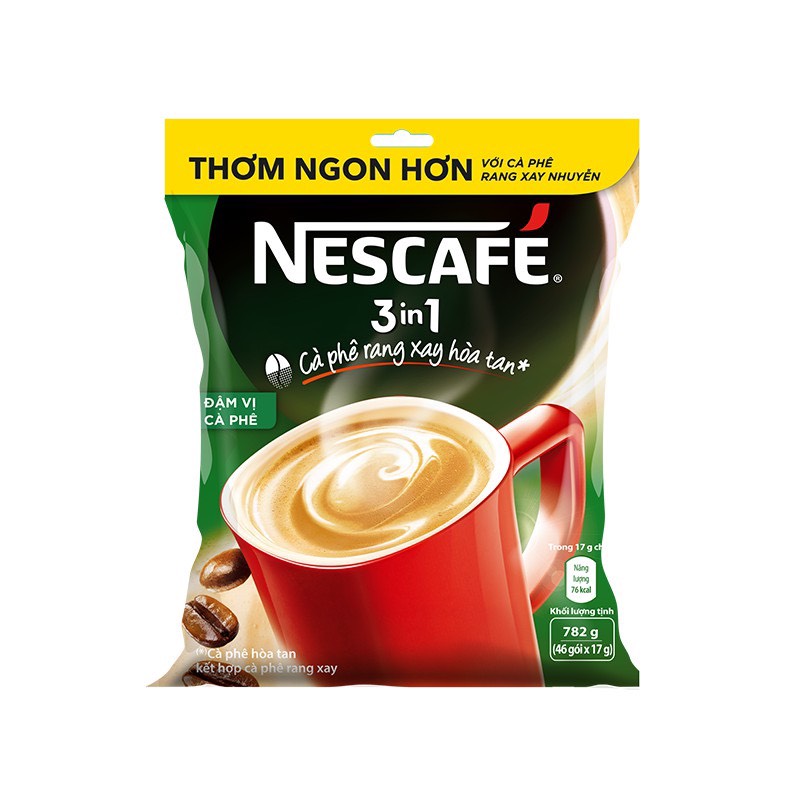 Nescafé 3in1 cà phê rang xay hòa tan đậm vị cà phê (Bịch 46 gói x 17g)