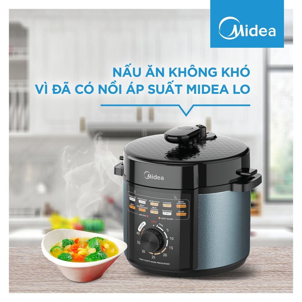 Nồi Áp Suất Điện Đa ăng Midea MPM50010AMG (Dung tích 5L, Công suất 1000W)