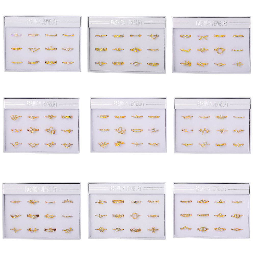 【New arrival】Korean fashion exquisite diamond ring suit 12 a set of ...