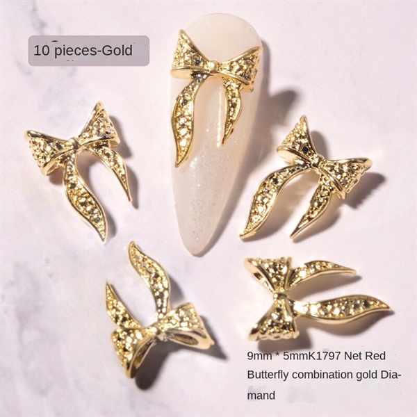 Set 10 charm nơ kim loại trang trí móng