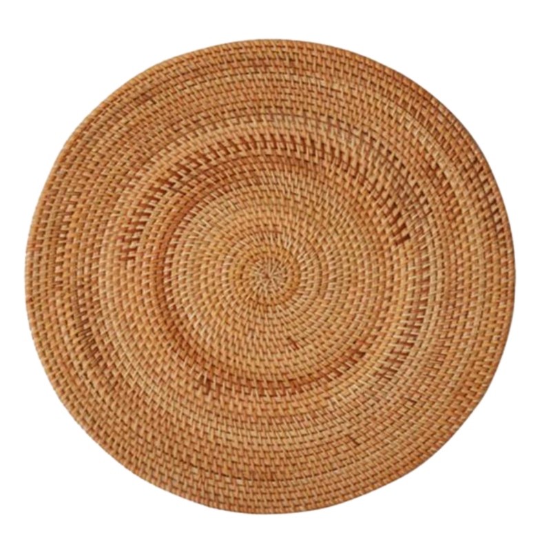 Rattan Woven Placemats,Round Table Mats,Non Slip Heat Resistant Place