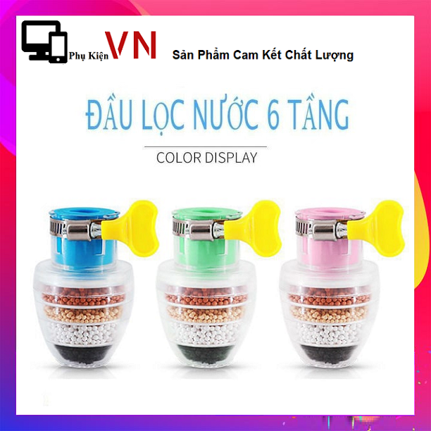 Đầu lọc nước tại vòi 6 tầng lọc - Vòi Lọc Nước Mini 6 Tầng Có Co Tăng Giảm Gắn Được Mọi Loại Vòi
