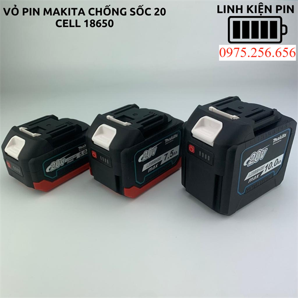 Vỏ pin Đế Pin makita 20 cell 18650 chống sốc có led báo pin cho máy khoan máy bắn vít cầm tay hùng lỳ