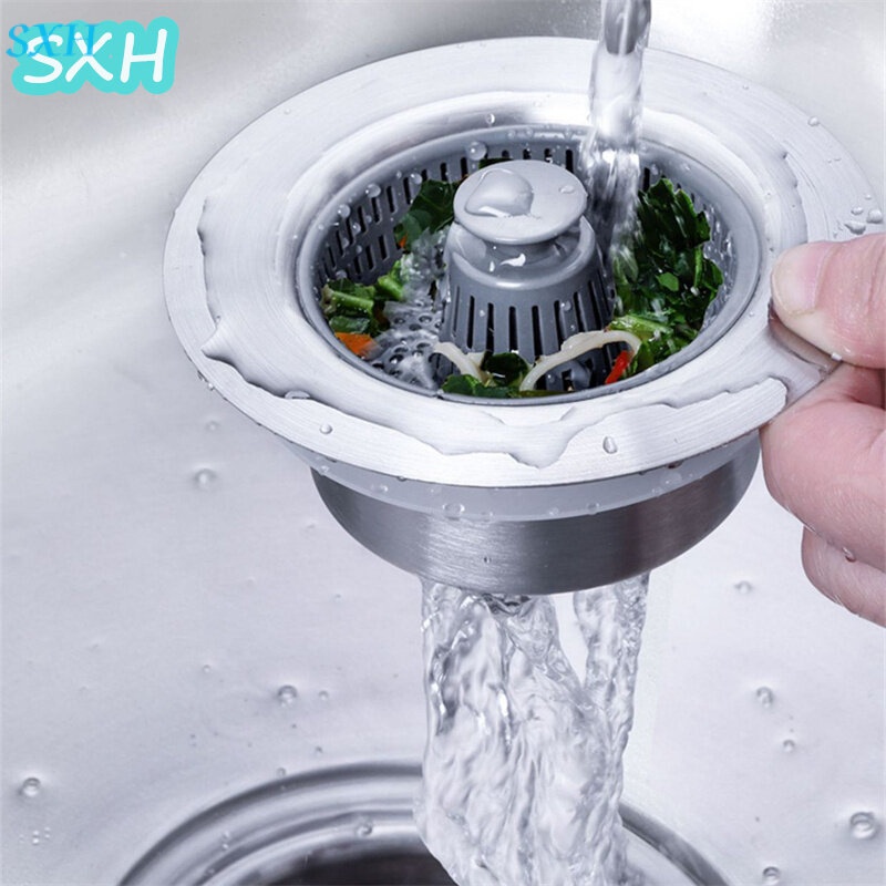 SXH Stainless Steel Kitchen Sink Bouncing Core Sink Sink Dishwasher Filter Screen Basket Vegetable Basin Water Blocking Cover Water Leakage Plug